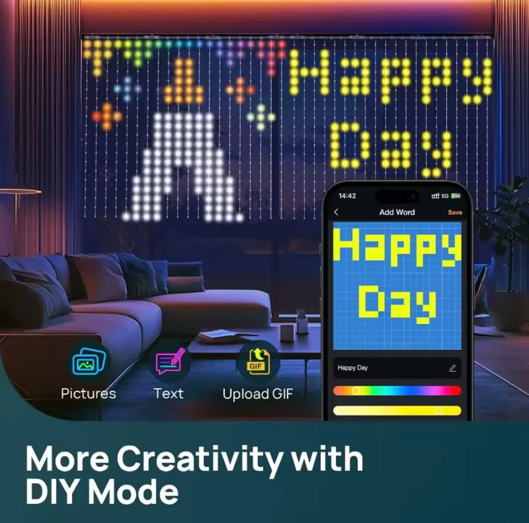 HoHo Glow DIY mode: display your own images, text and GIFs from the app